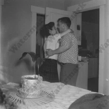 1950s candid of couple dancing B/W 2" FILM NEGATIVE Z8r7