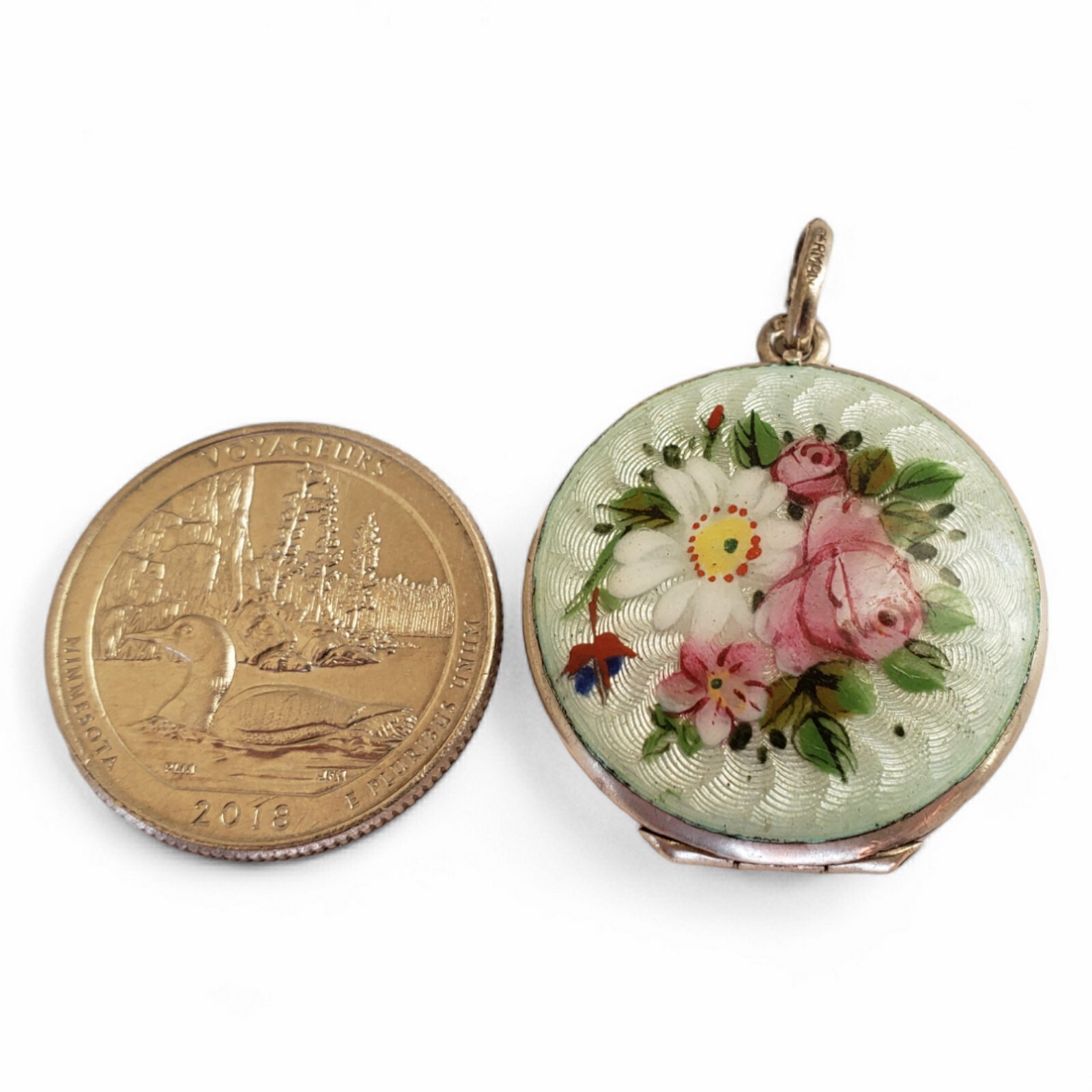 Antique Art Nouveau Silver Guilloché Enameled Locket Pendant Made in ...