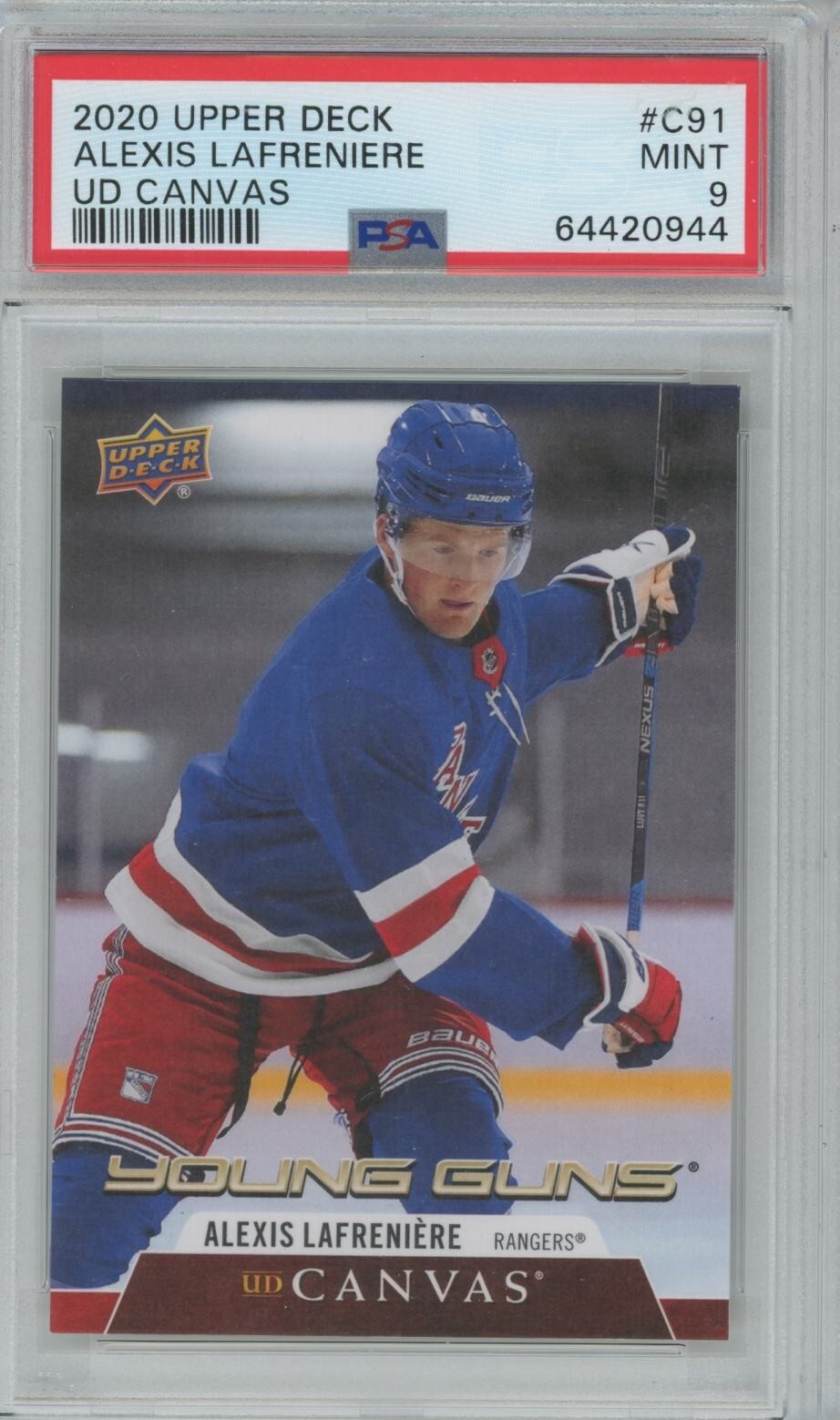 ALEXIS LAFRENIERE 2020 Upper Deck Canvas Young Guns #C91 PSA 9