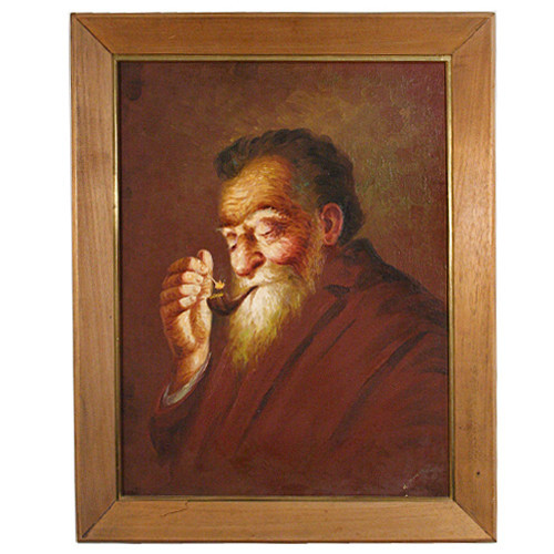 Sans Titre ( Vieil Homme Fumer Tuyau ) Par Hector Moncayo Signée Encadré Huile - Photo 1 sur 2