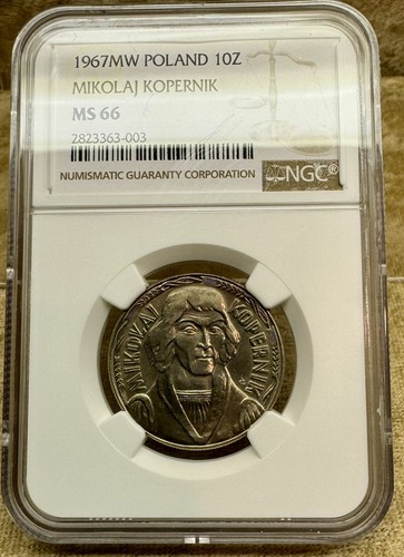 Poland 1967 MW 10 Złotych NGC MS66 M. Kopernik 2nd Highest Note Low Montage - Picture 3 of 5