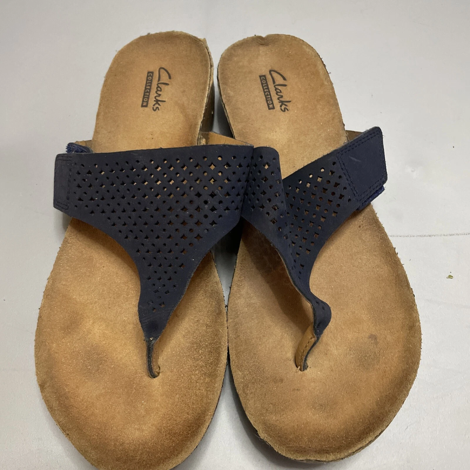 CLARKS Clark’s sandali donna blu navy con cinturino e tanga taglia 7