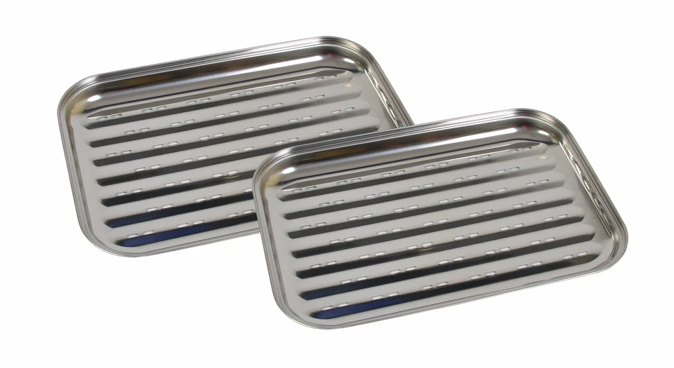 2x Edelstahl Grillschale 35x24cm BBQ Grillzubehör Pfanne Gemüseschale Grillkorb - Bild 1 von 1