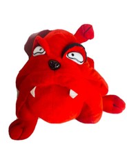 Large Bulldog Plush Red Black Dog W/Collar Stuffed Animal 13" Toy