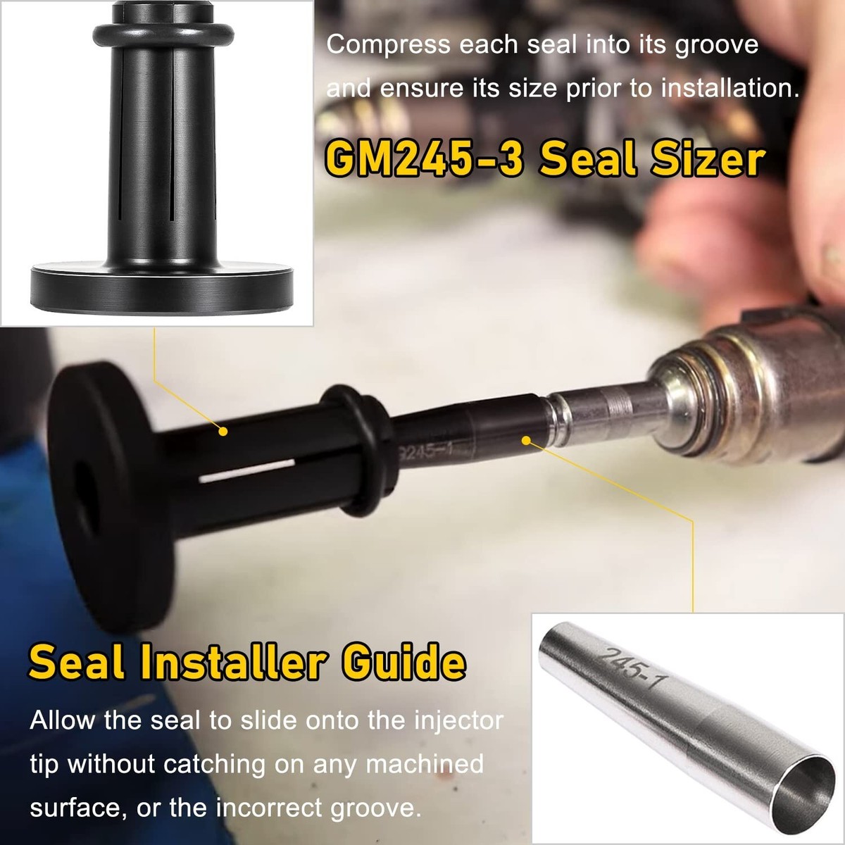 Lisle 34720 Fuel Injector Seal Tool Kit - Compatible With GM