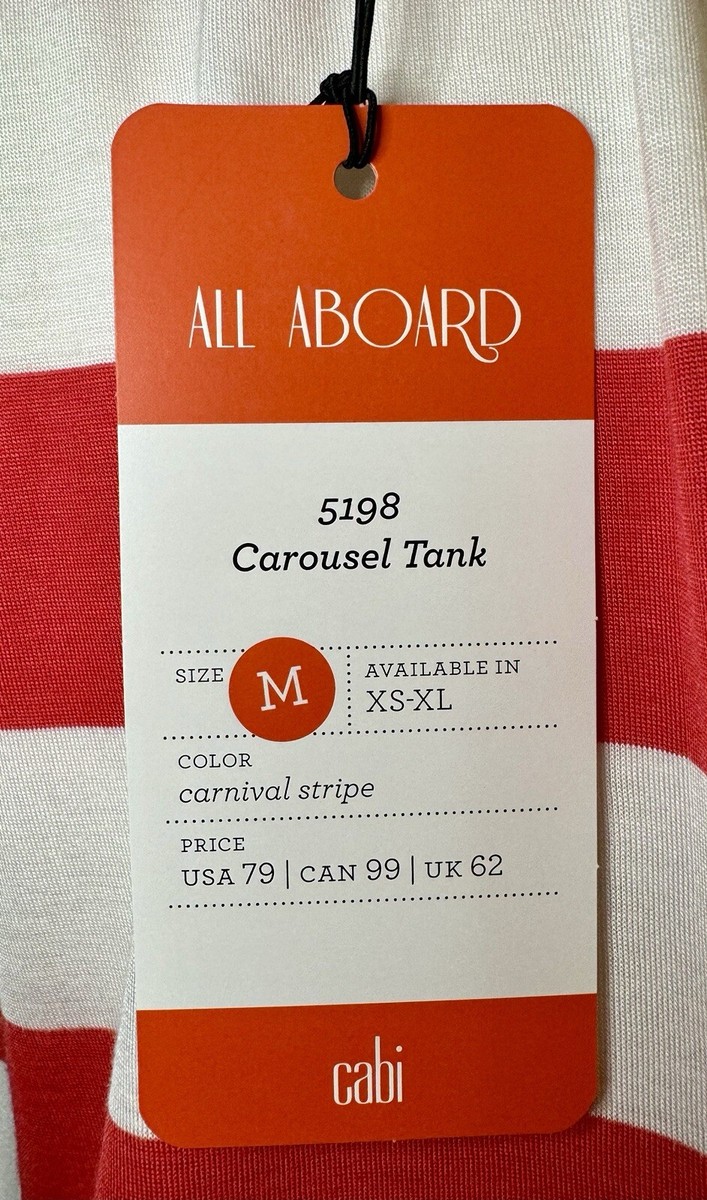 トップス K CAbi #5198 Carousel Red & White Striped Tank Top Asymmetrical