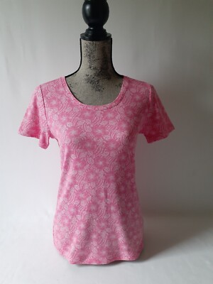 White stag women's pink/white floral short-sleeve top size S