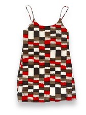 alice & olivia silk blend shift dress color swatch red/brown size s
