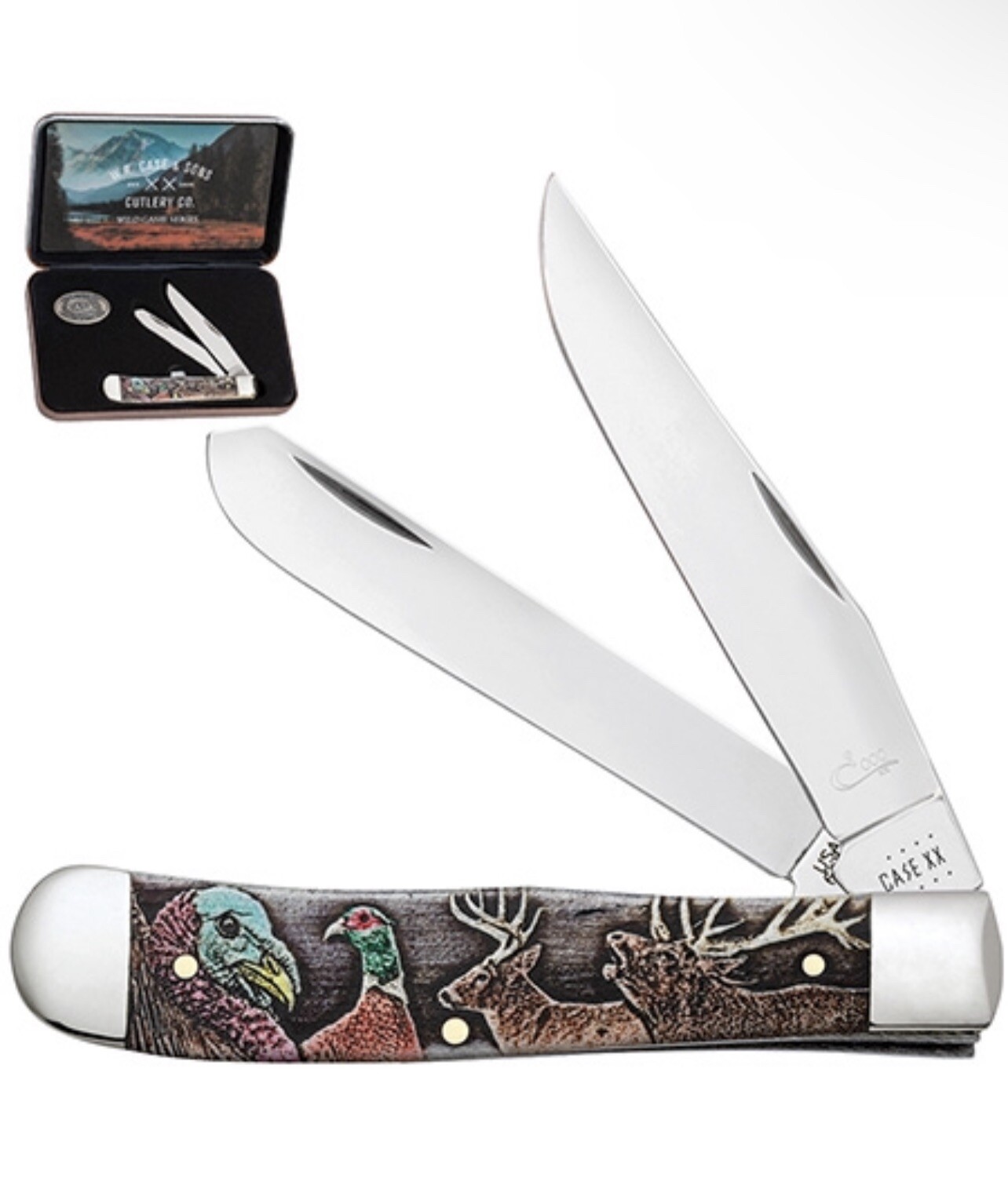 Case XX USA Colorwash Bone Wild Game Series Trapper Gift Set Pocket Knife eBay