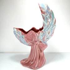 Royal Haeger Laurel Wreath Bow Vase R303 Mauve Agate 12" tall Art Pottery