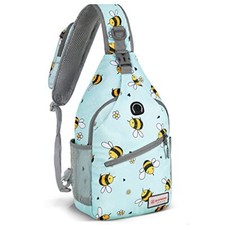 Sling Bag for Women Men:Crossbody Sling Backpack - Mini Water Small Bee Blue
