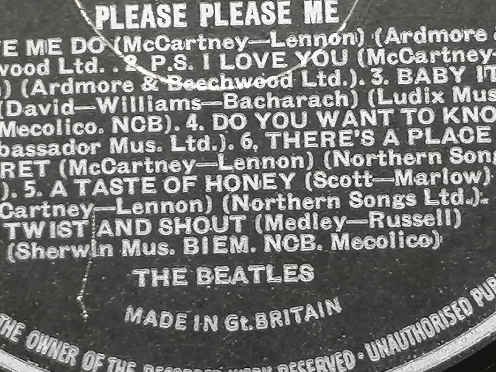 BEATLES UK LP  PLEASE PLEASE ME 1963  MIS PRESSED LABEL  TRACK 6 BEFORE  TRACK 5