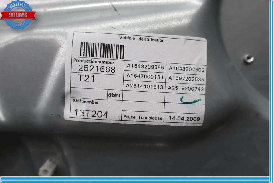 06-12 Mercedes ML320 Front Left Side Window Regulator Panel W/O Motor Oem - Image 3 of 4