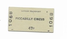 1977 Piccadilly Circus 47p Single Ticket London Underground LT Edmondson Card