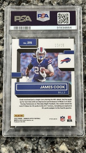 2022 Panini Donruss Optic - Rated Rookie Purple Stars Prizm #215 James Cook /15 - Imagen 2 de 2