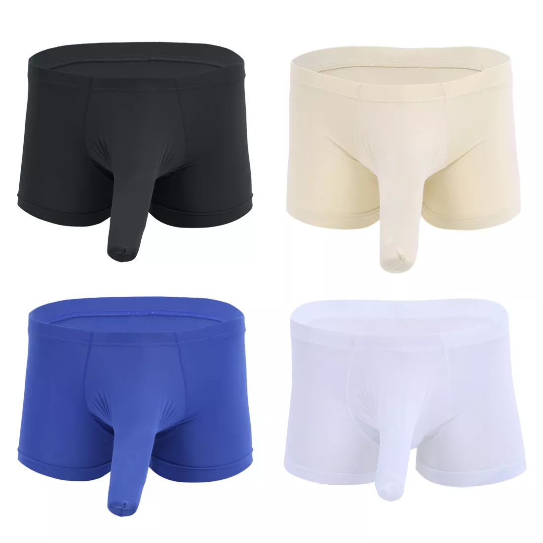 Men Pouch Boxer Briefs Shorts Long Sheath Sleeve Underwear Lingerie  Underpants