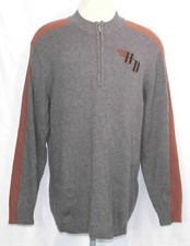 Harley Davidson 1/4 Zip Pullover Long Sleeve Sweater Embroidered Mens Size Large
