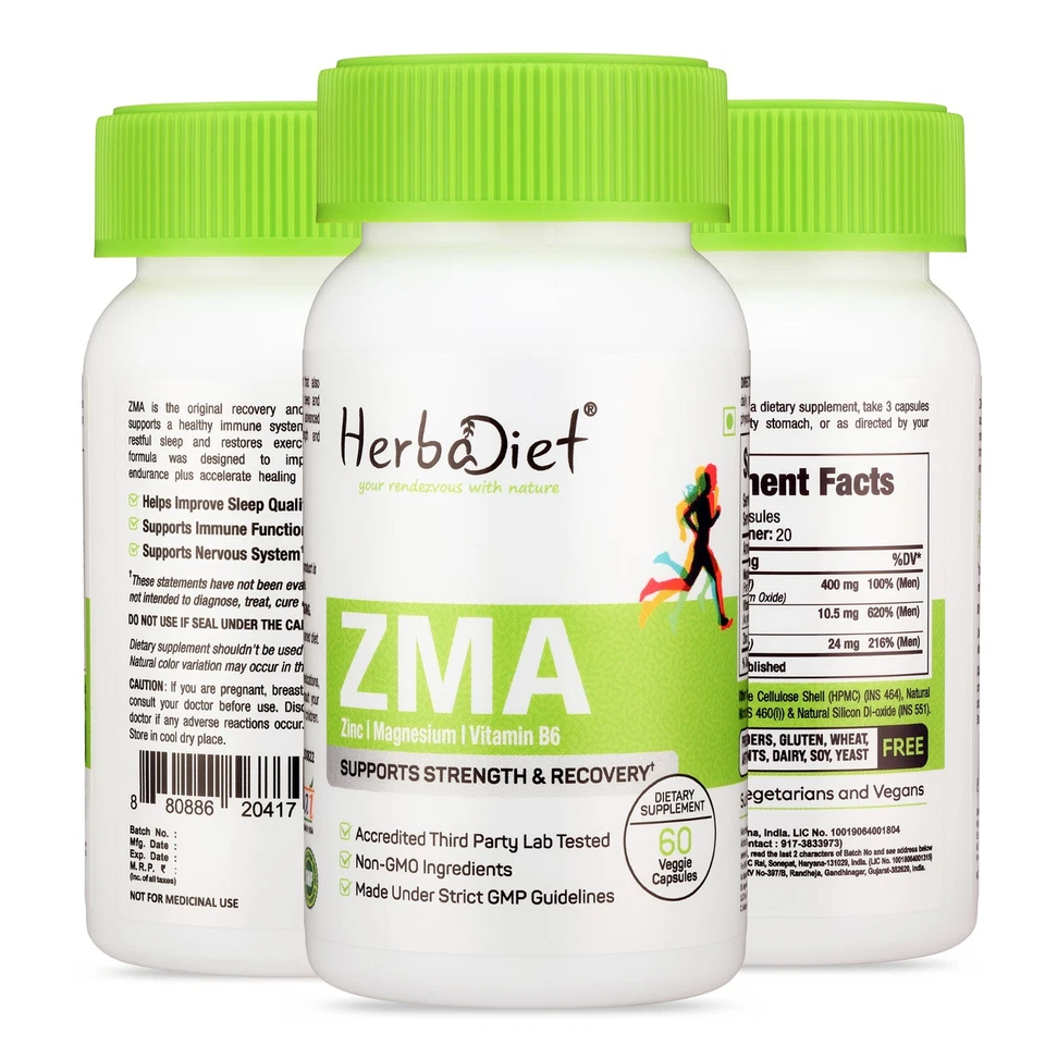 Cápsulas Suplemento Dietético ZMA Zinc Magnesio B6 Energía Recuperación Muscular EE. UU. Foto 4 de 4