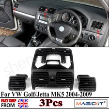 3x Black Front Central Dashboard Air Outlet Vent For Golf/Jetta/Rabbit MK5 06-09