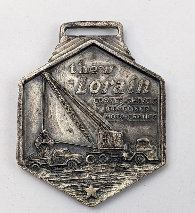 Vintage Thew Lorain Shovel Crane Watch Fob Advertising Heavy Equipment Dragline s-l400.jpg main image 3