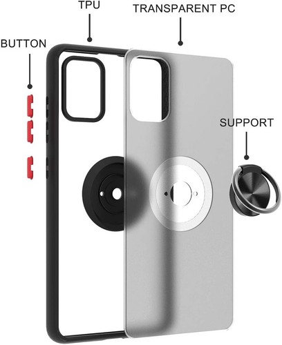 For OnePlus Nord N300 5G Ring Stand Hybrid Matte TPU Hard PC Frame Case Cover - Picture 4 of 32