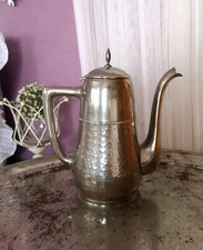 Jugendstil Kaffeekanne Kanne WMF Straussenmarke Metall versilbert Hammerschlag