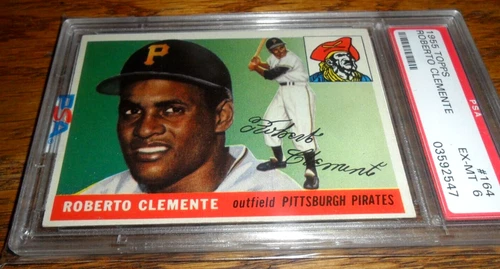 1955 TOPPS #164 ROBERTO CLEMENTE ROOKIE CARD PITTSBURGH PIRATES RC EX MINT PSA 6
