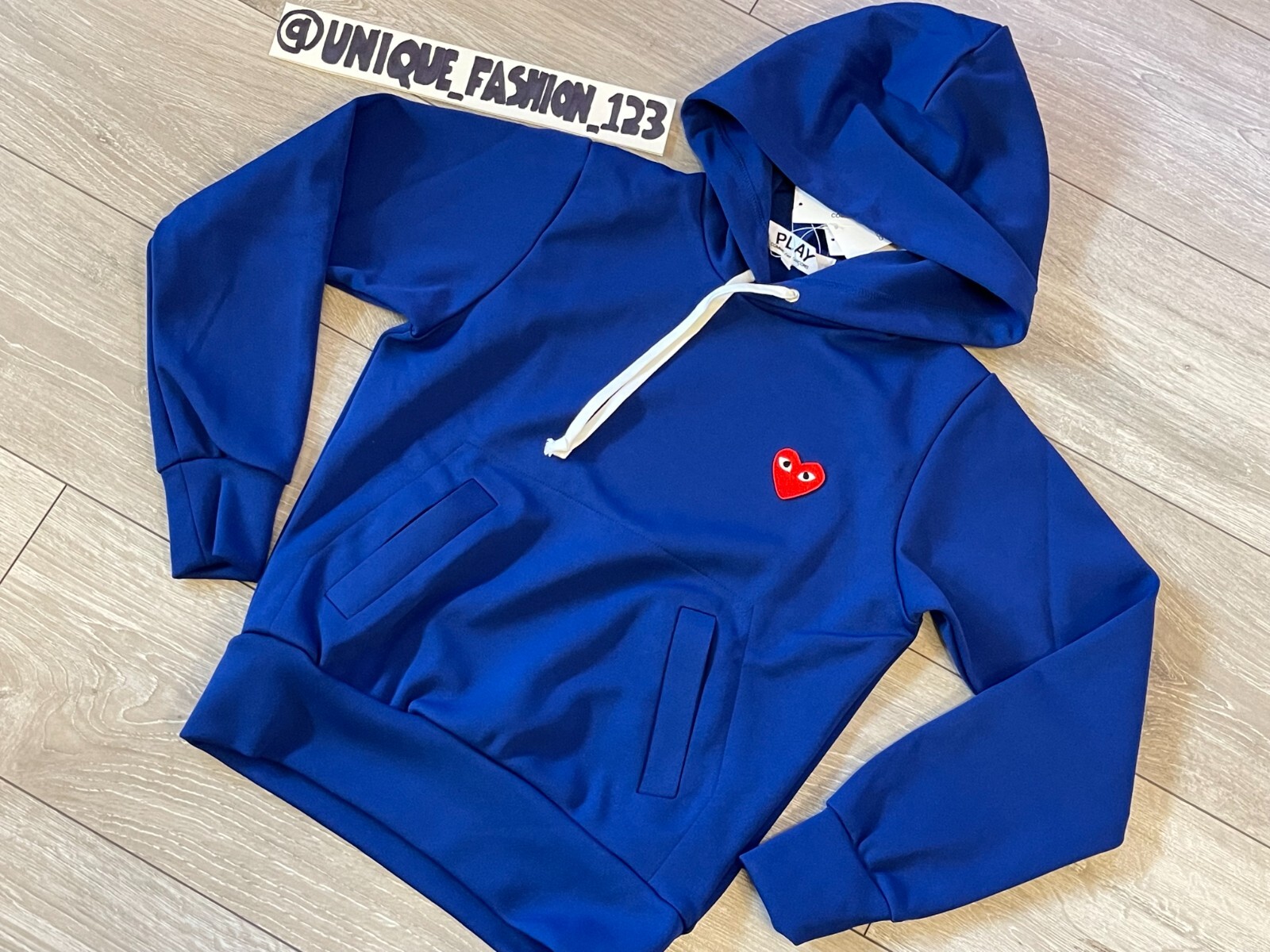 cdg play hoodie blue