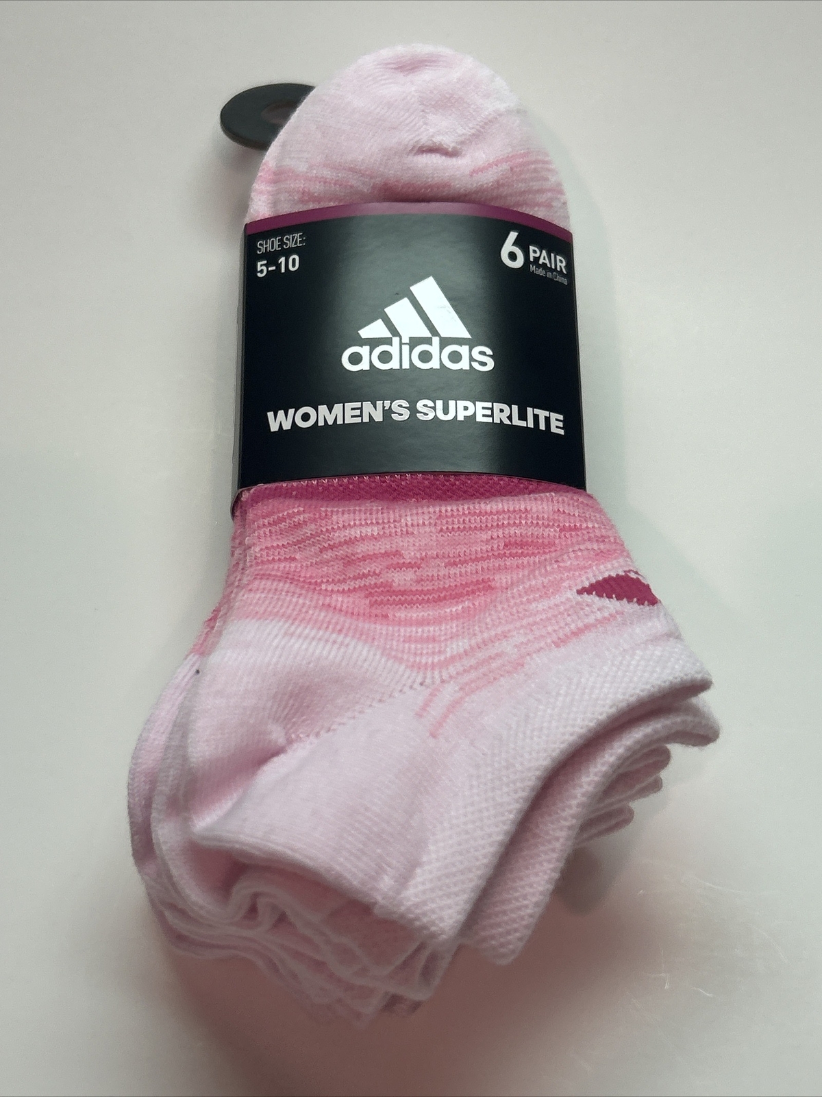 Adidas Women’s Socks Superlite No Show Athletic 6 Pairs Pink Shoe Size