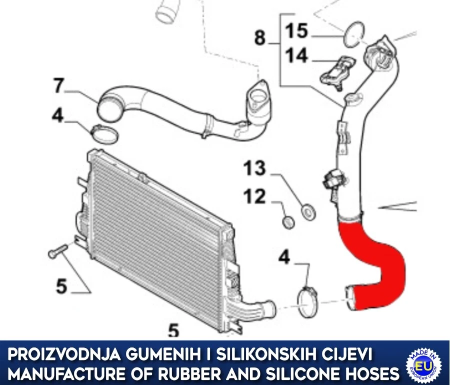 Replacement intercooler hose ALFA ROMEO 159 BRERA SPIDER 2.0 50512872 50518776 - Image 3 of 4