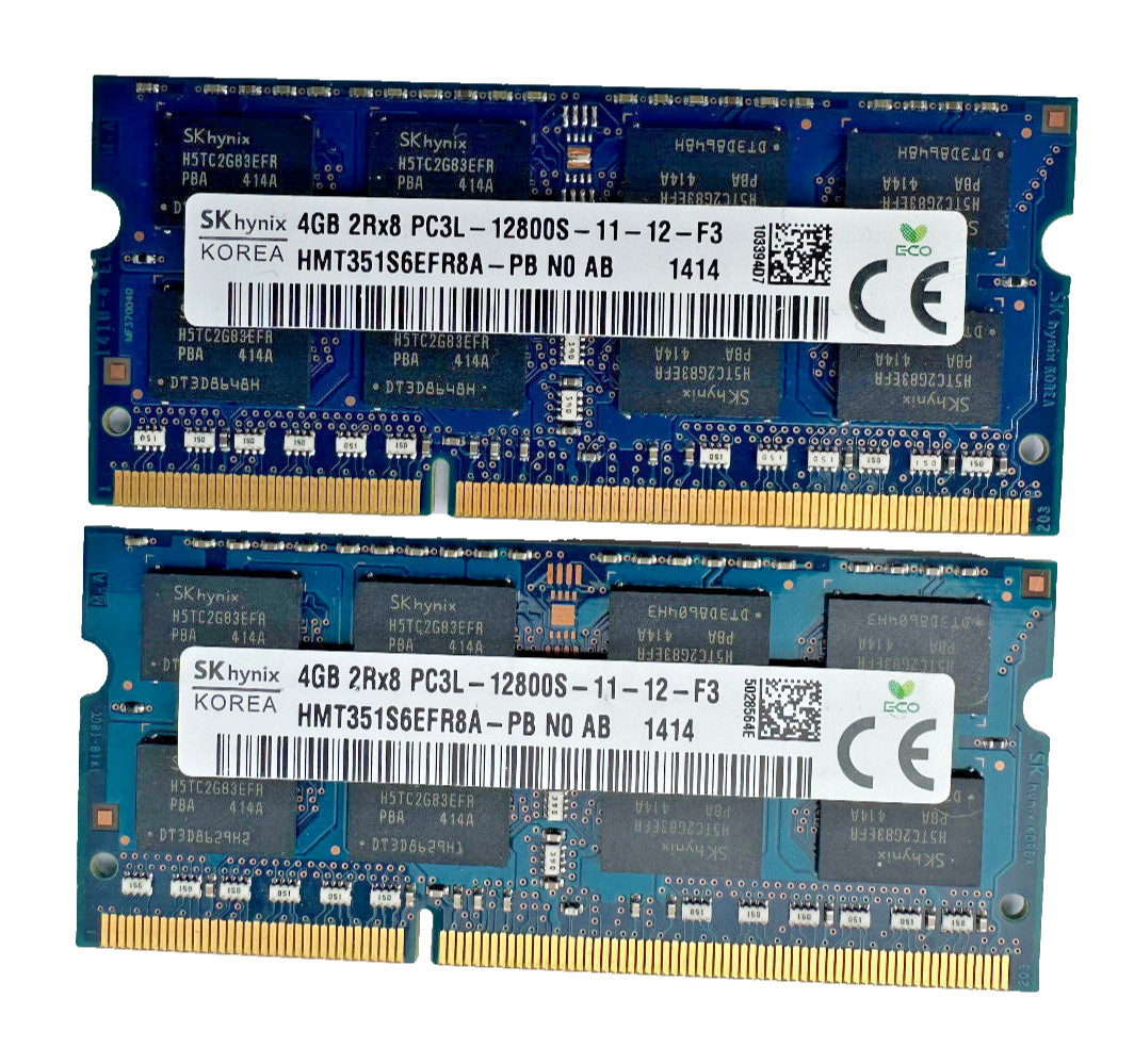 8GB (2x4GB) DDR3L 1600MHz Laptop RAM PC3L 12800S SODIMM Memory 204 1.35v SKhynix