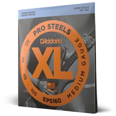 D'Addario EPS160 Pro Steels Bass Guitar Strings; gauges 50-105