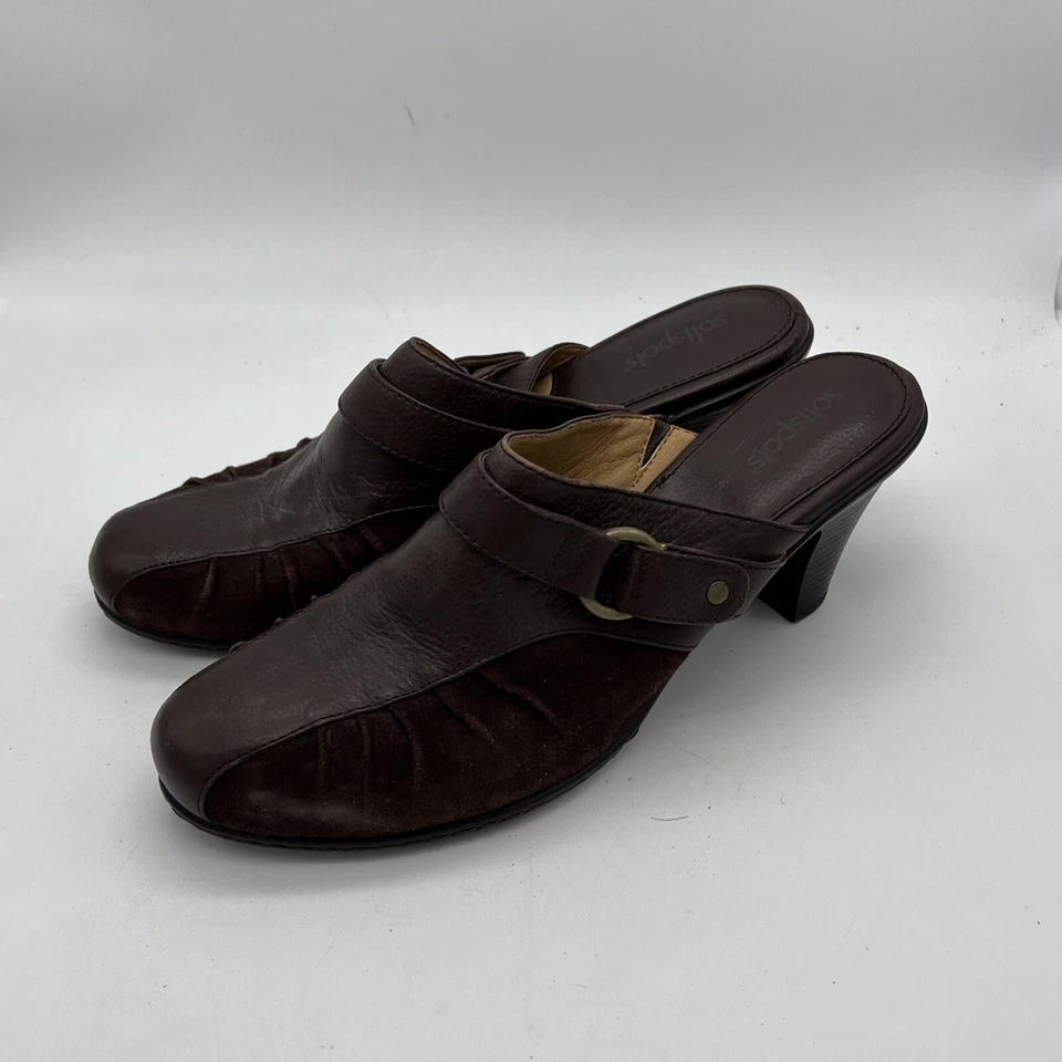 Zapatos de mujer Softspots de gamuza/cuero marrón 8,5 M de tacón grueso sin cordones Foto 4 de 4
