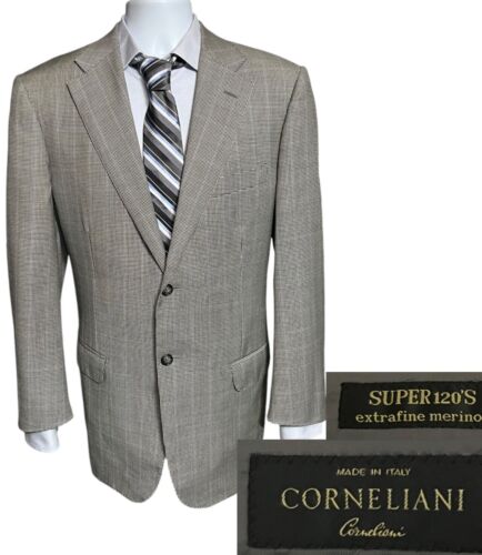 Corneliani Wool Houndstooth Blazer Mens 42R Super 120’s Extrafine Made in Italy