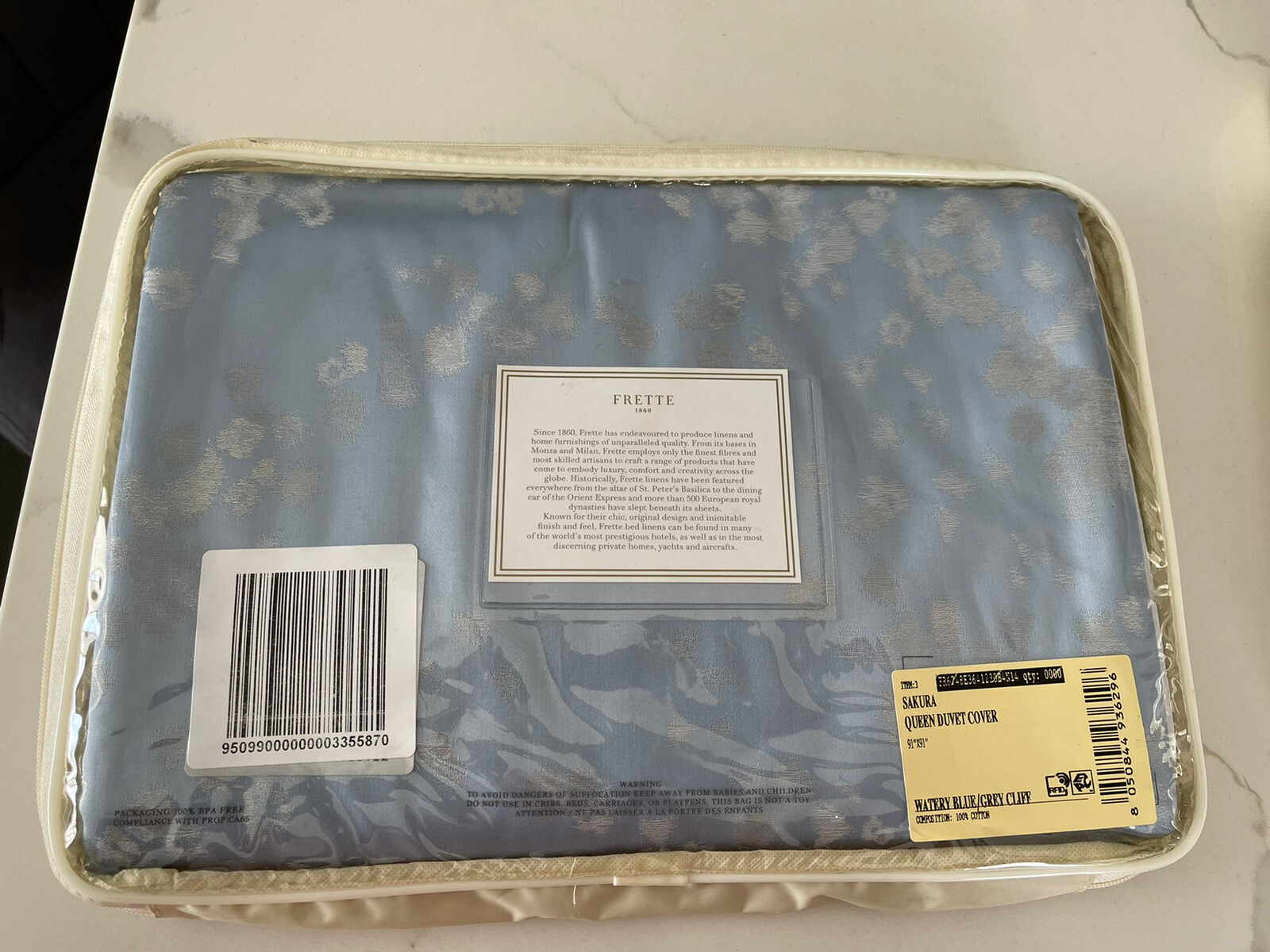 Frette 1860 Sakura Cotton Sateen QUEEN Duvet Cover Blue for sale online