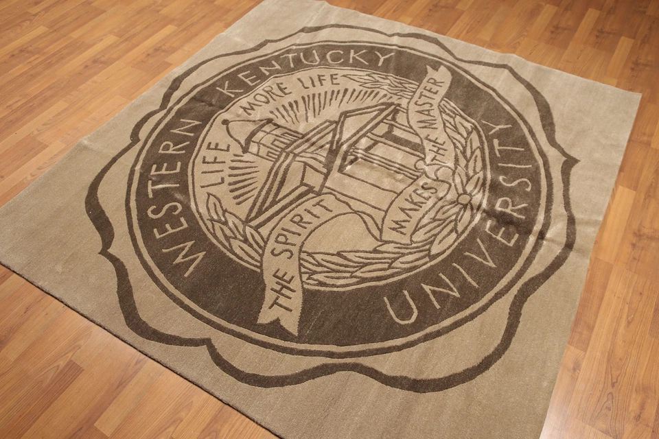6' x 6' square hand knotted Tibetan Kentucky University Wool Area rug 6x6 Tan - Image 2 of 4