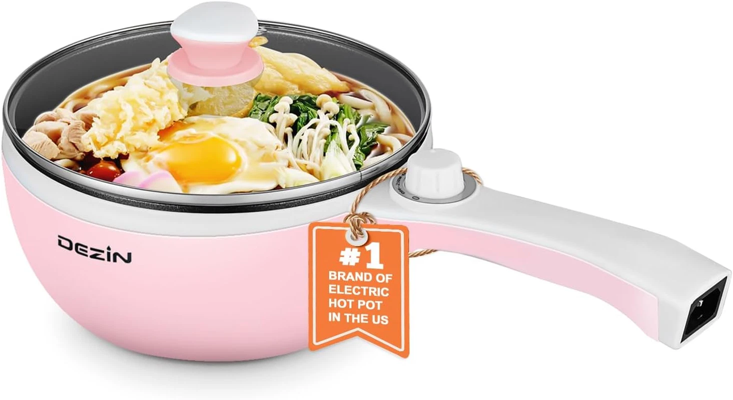 Hot Pot Electric Upgraded, Non-Stick Sauté Pan, Rapid Noodles Electric Pot, 1.5L