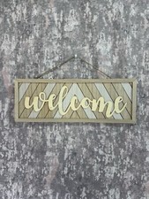 Welcome Sign Front Door Decor Rustic Wood Hanging Door Sign 16  X 6  
