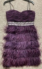 Purple Prom Dress size 9/10, Purple, Feathers, Strapless Or Spaghetti 
