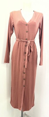 Neues geripptes Midikleid von Ex George für Damen Größe 6 10 12 14 16 18 20 22