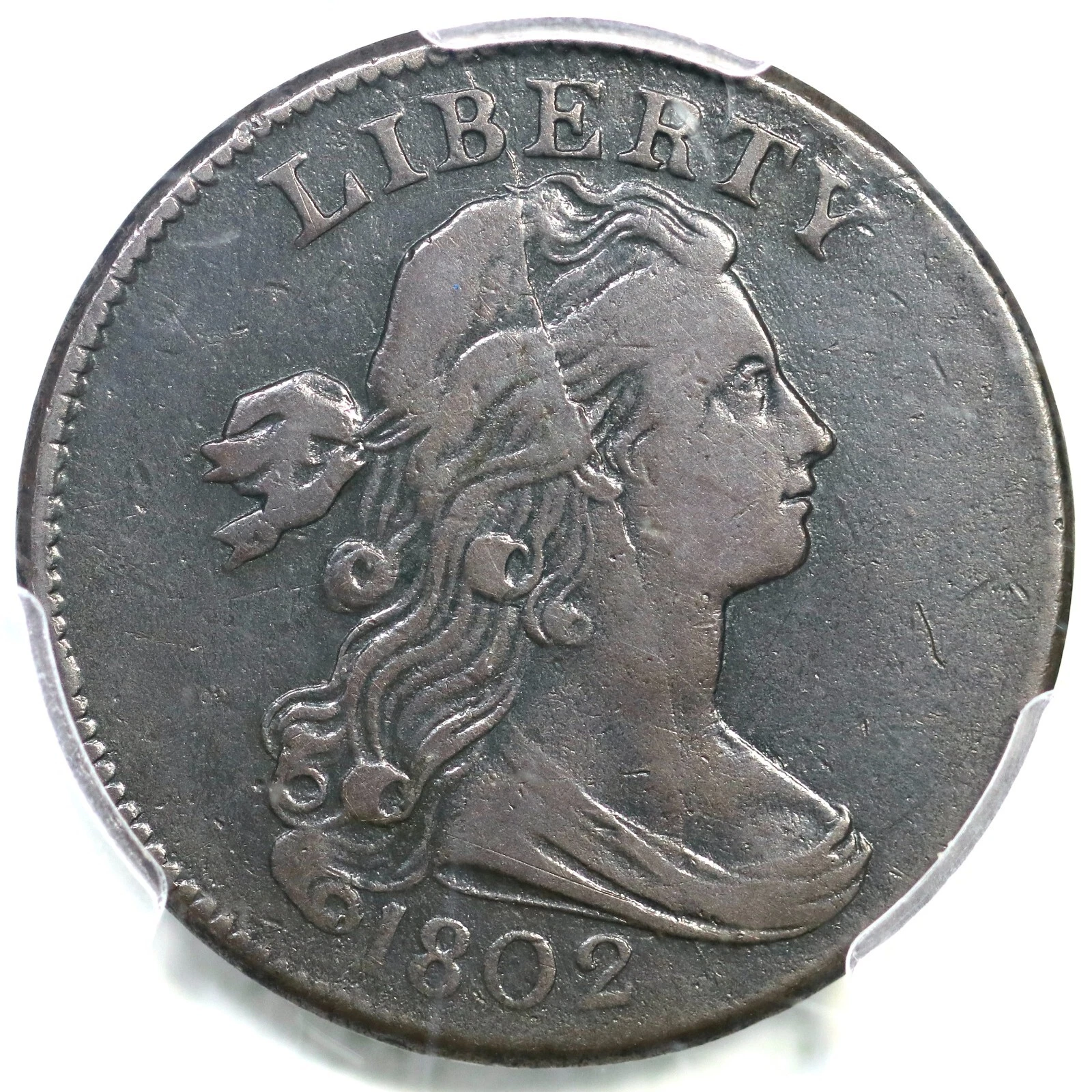 1802 NC-1 R-5+ PCGS VF 20 Draped Bust Large Cent Coin 1c