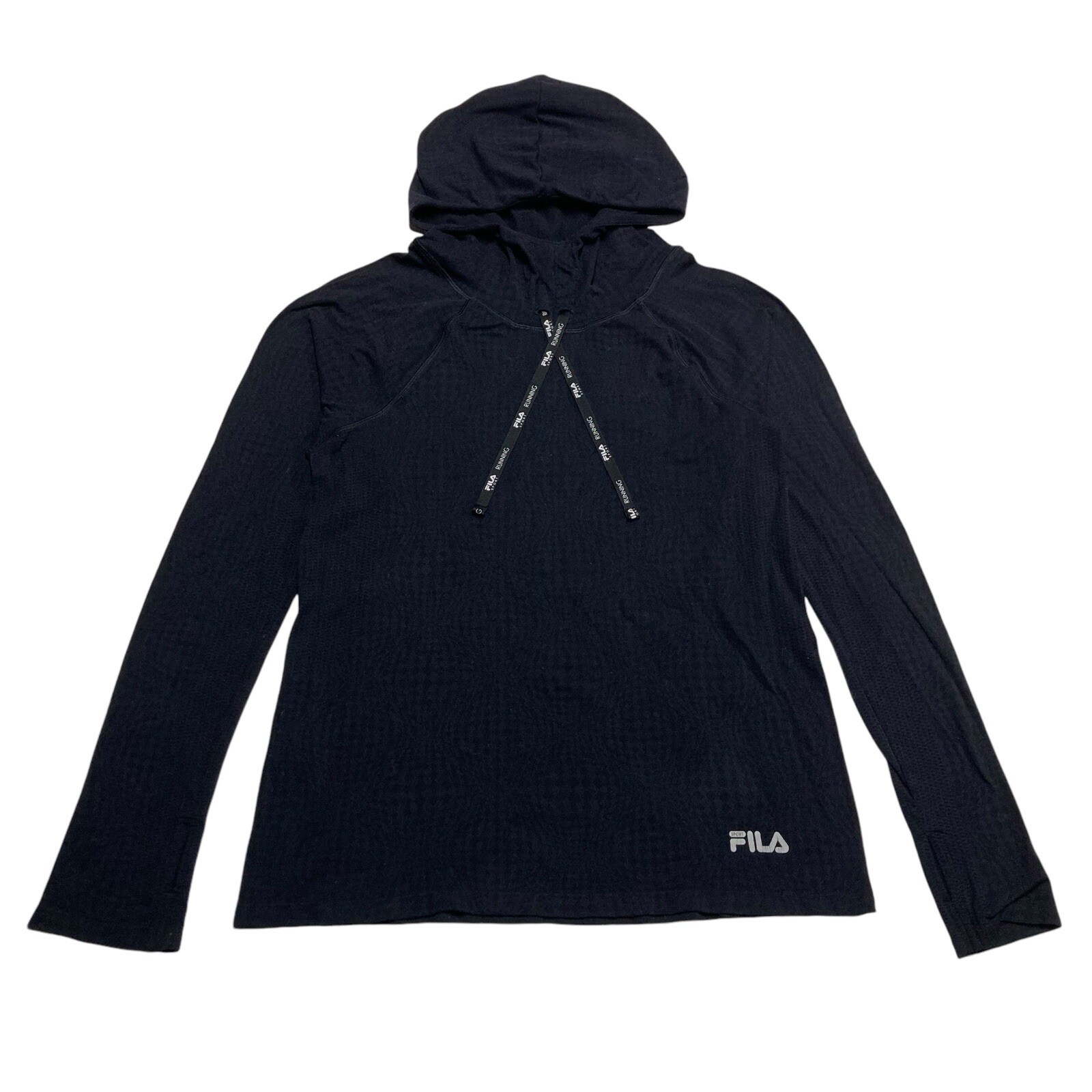 Felpa con cappuccio leggera Fila Sport Running nera manica lunga donna taglia XL