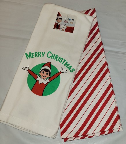 Elf On The Shelf 2 Pack Kitchen Tea Towels Striped 16” x 28” Christmas Holiday - Picture 2 of 12