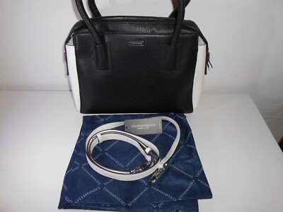 Handtasche echt Leder Tignanello schwarz weiß von QVC B-Ware original neu