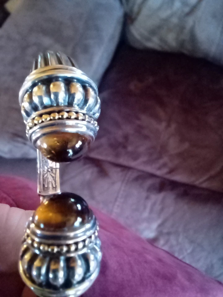 Brazalete Brazalete Vintage Lagos Caviar Piedra Citrino Plata de Ley y Oro 18k Foto 2 de 4