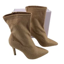 TOP Moda Tan Stiletto Pointed Toe Ankle Booties | Size 6.5