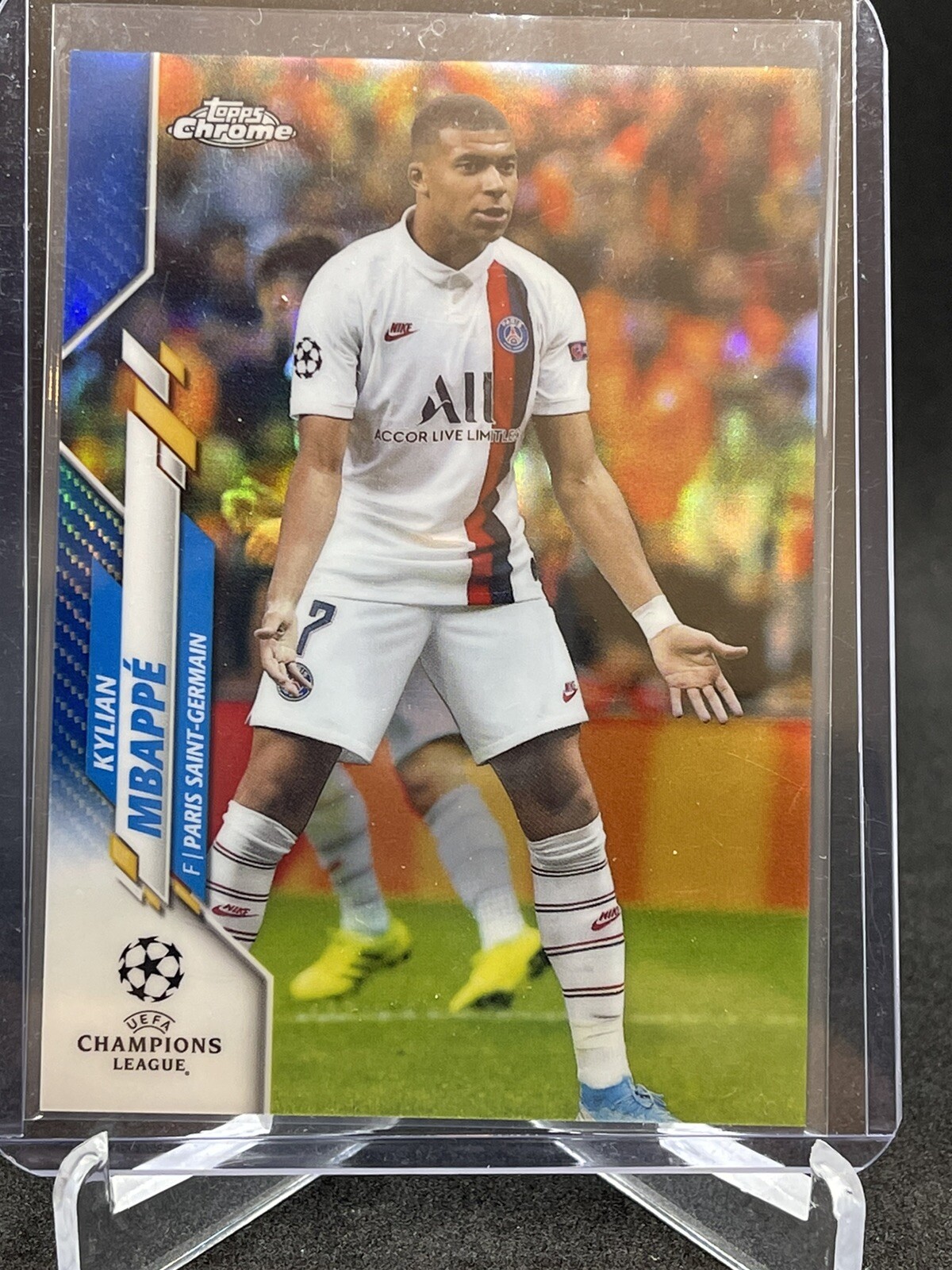 KYLIAN MBAPPE 2019-20 TOPPS CHROME UEFA CHAMPIONS LEAGUE BLUE REFRACTOR 073/150