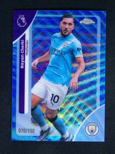 2025-26 Topps Chrome PL Rayan Cherki #126 Blue Wave /150