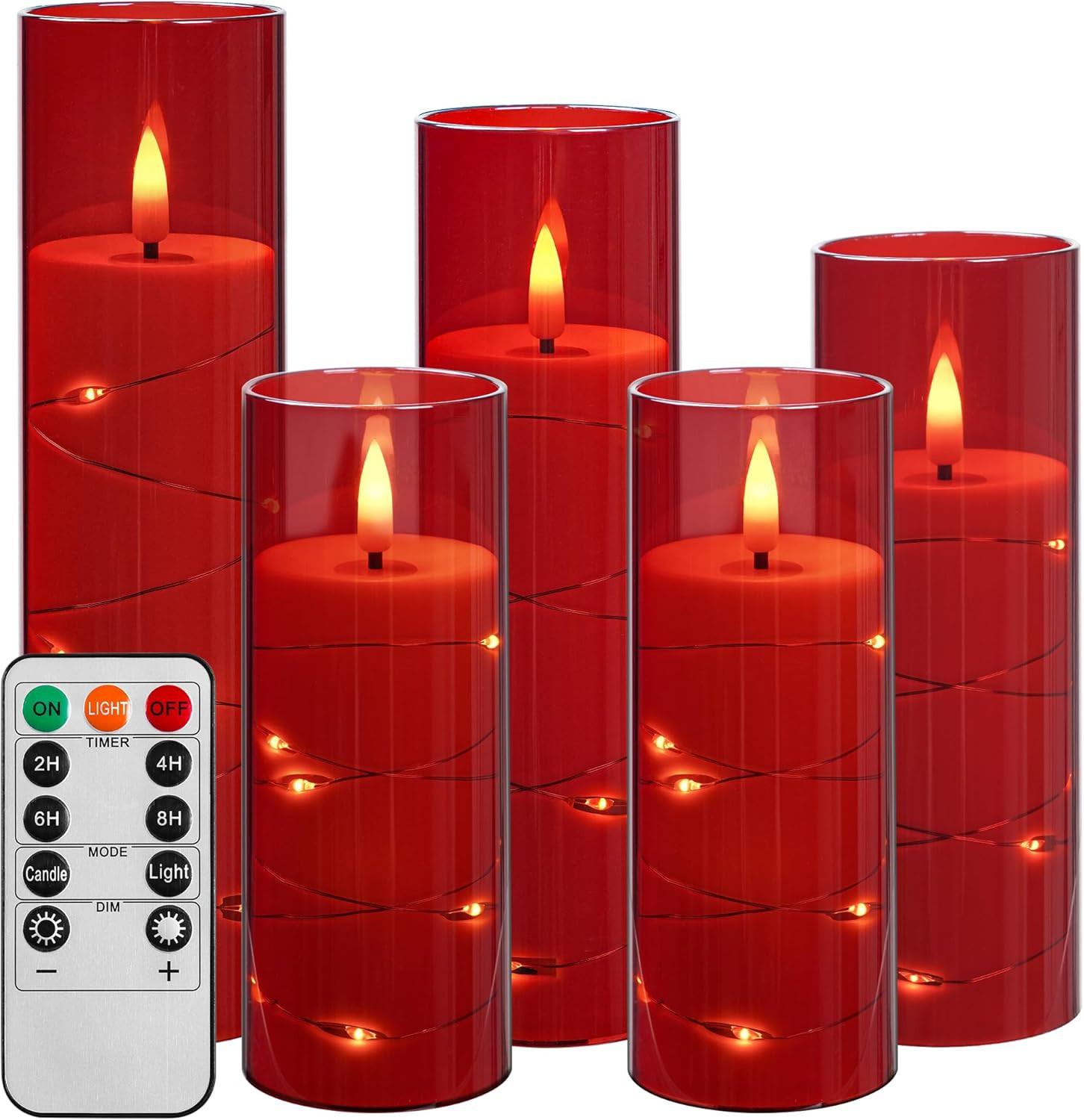 Candela a LED Con Luce a Corda, Candela Alimentata a Batteria Con Telecomando E 