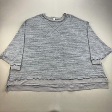 We The Free Sweater Shirt Tunic Womens Large Gray Waffle Knit Crewneck Oversized